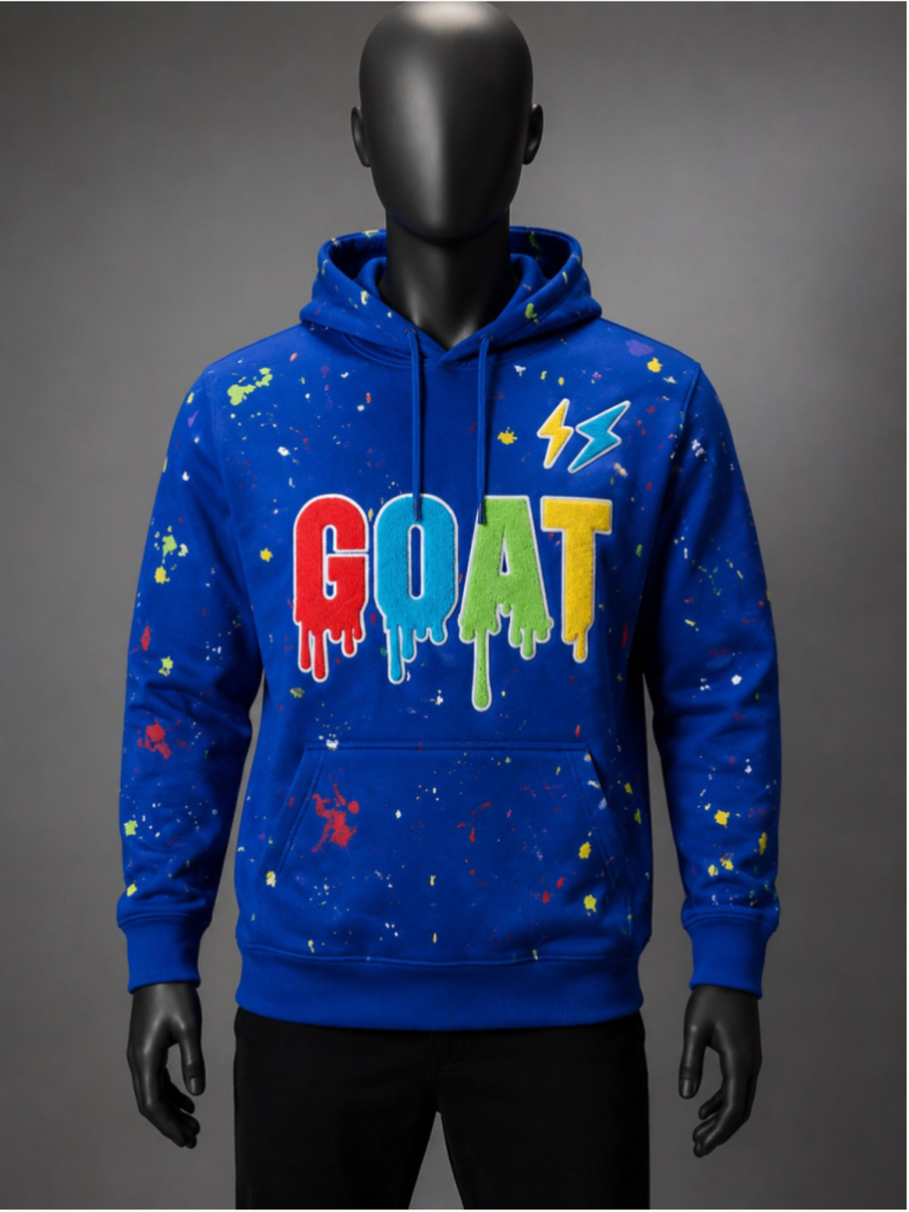 Men's Rebel Minds Blue Multi-color Paint Splatter GOAT Hoodie XL Summer